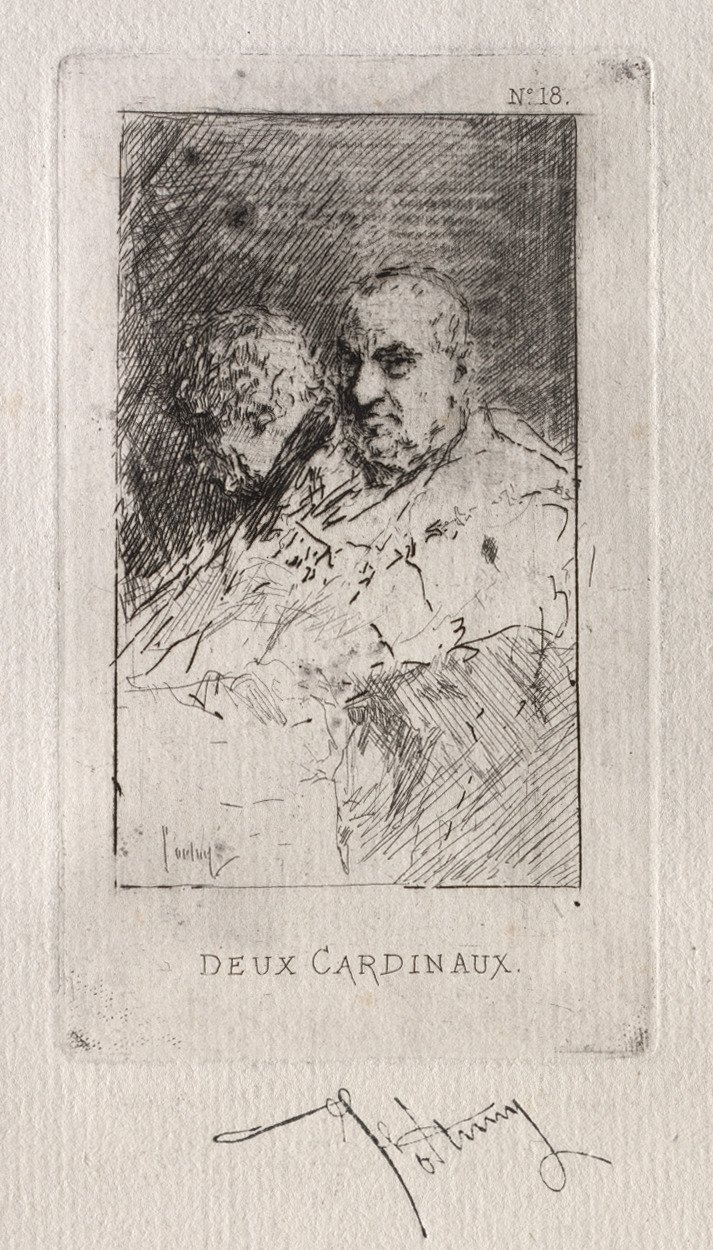 Twee kardinalen door Mariano Fortuny y Marsal