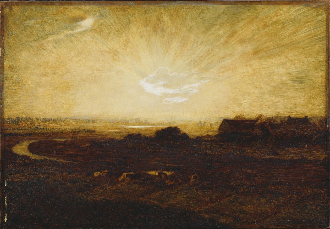 Landschap bij zonsondergang door Marie Auguste Emile Rene Menard