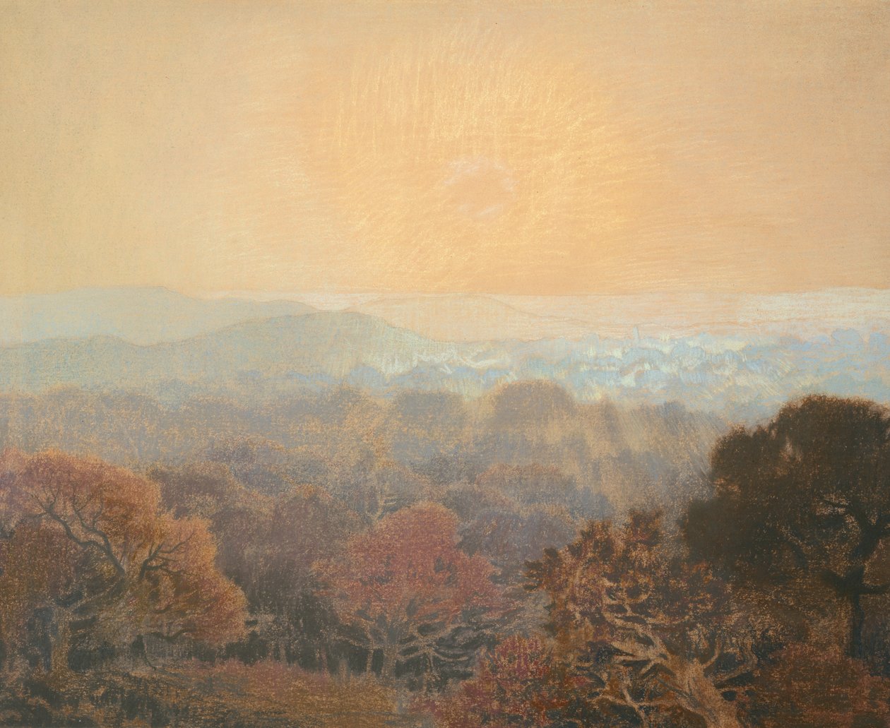 Landschap door Marie Auguste Emile Rene Menard
