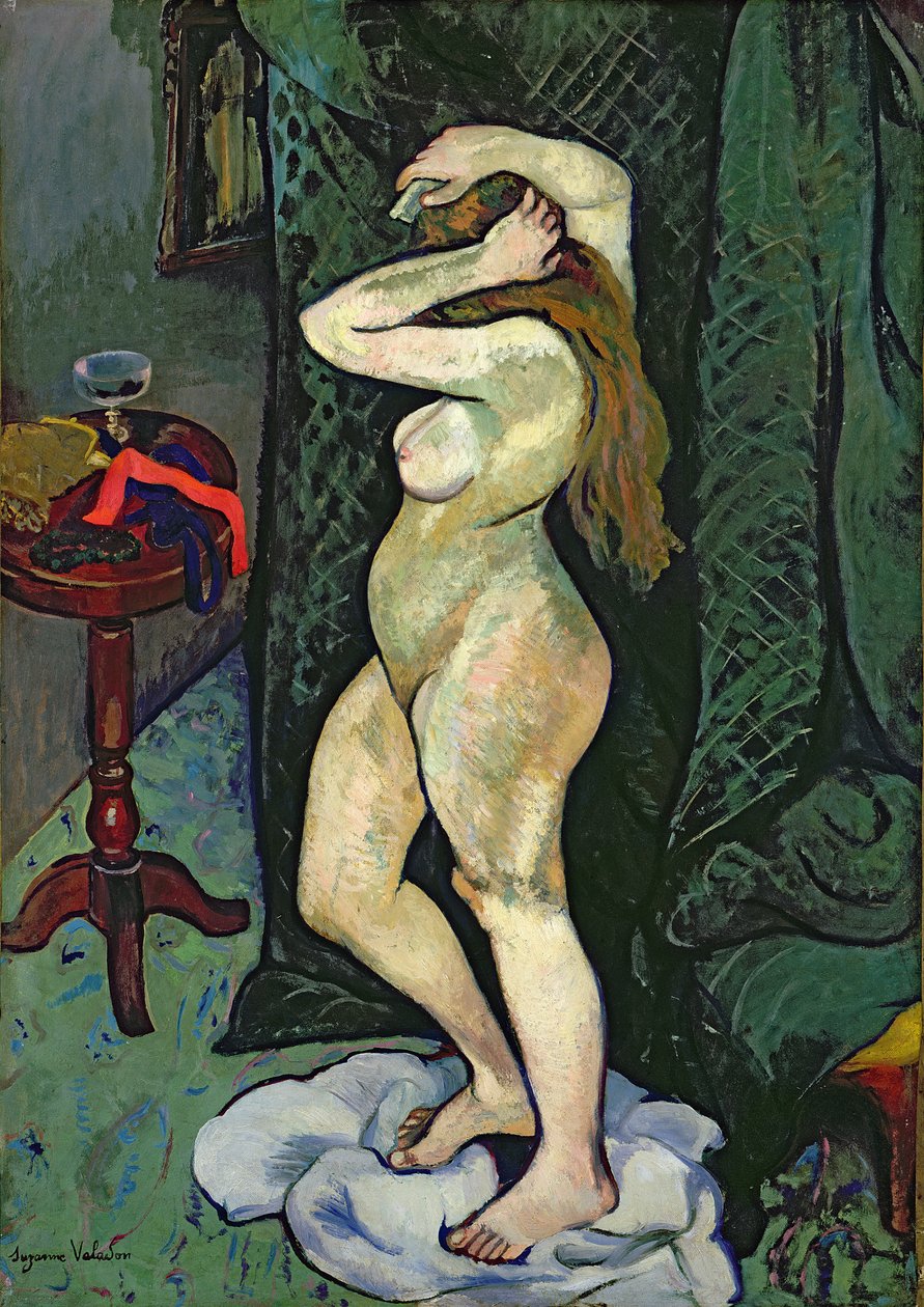 Naakt haar haar schikkend door Marie Clementine (Suzanne) Valadon