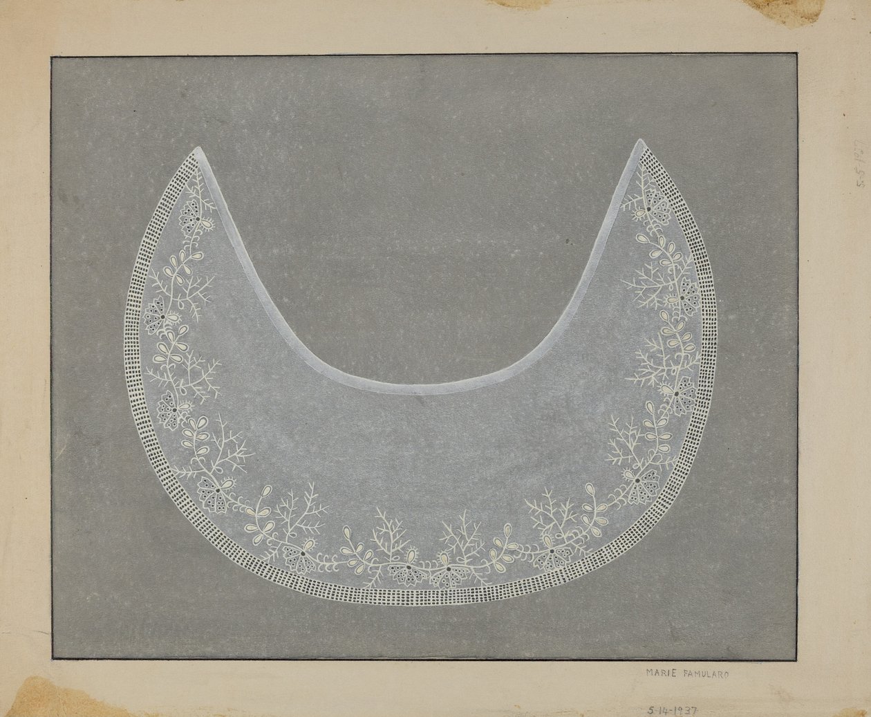 Geborduurde Kraag, ca. 1936 door Marie Famularo