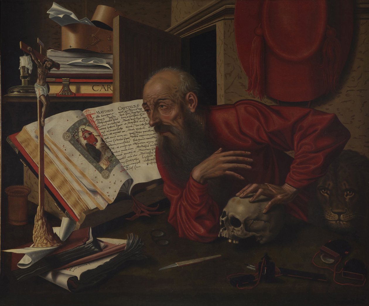 Sint Hiëronymus in zijn cel door Marinus van Roejmerswaelen