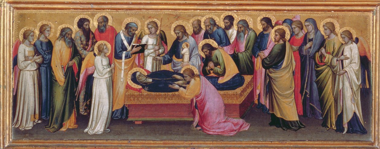 Madonna en Kind met Heiligen, detail van de predella van de Dood van de Maagd (detail) door Mariotto di Nardo