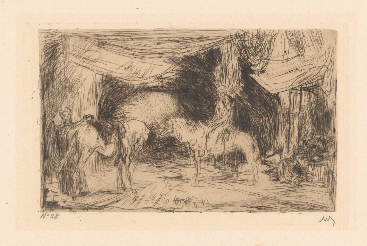 Bazaar in Smyrna door Marius Bauer (signed by artist)