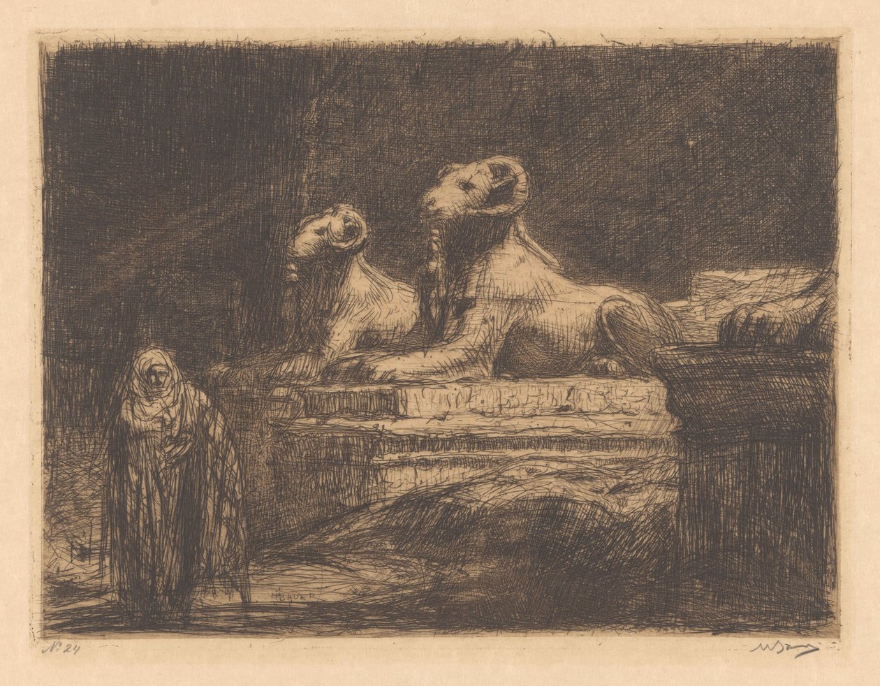 Egyptische tempelwachters door Marius Bauer (signed by artist)