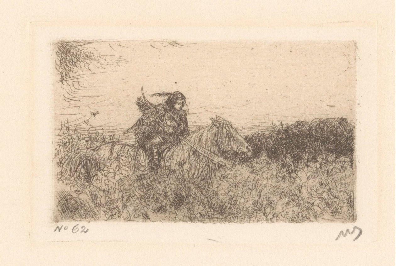 Ruiter door Marius Bauer (signed by artist)