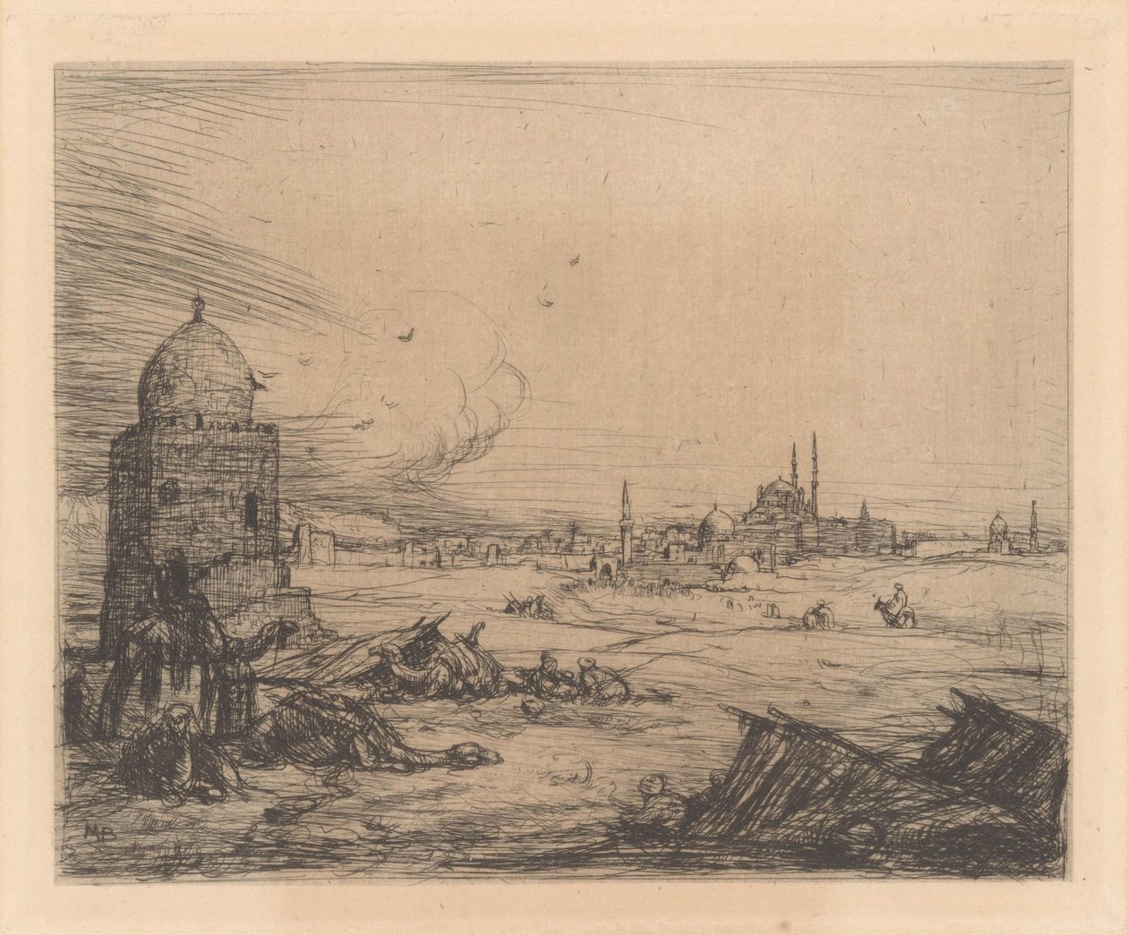 Stadsaanzicht met moskeeën door Marius Bauer