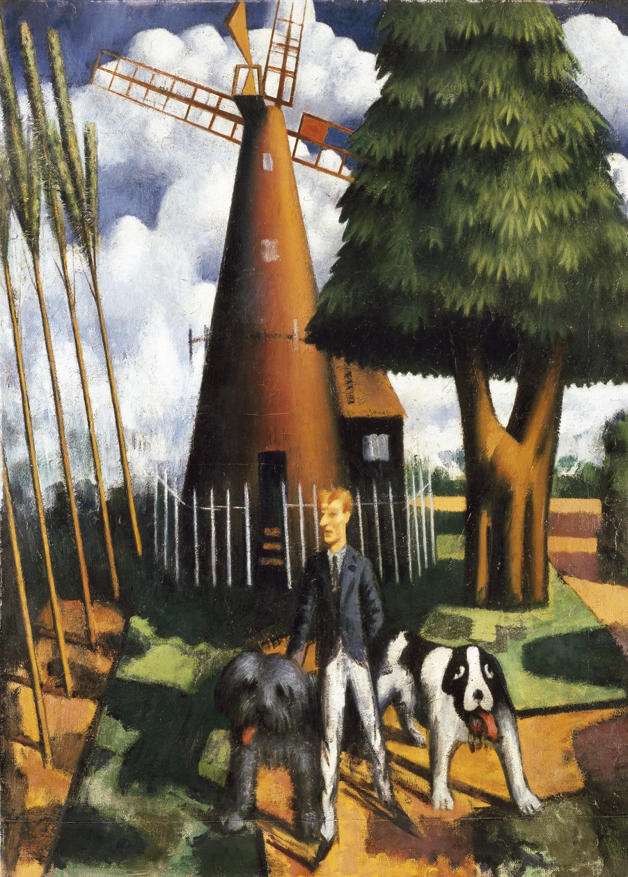 Gilbert Cannan en zijn molen, 1916 door Mark Gertler