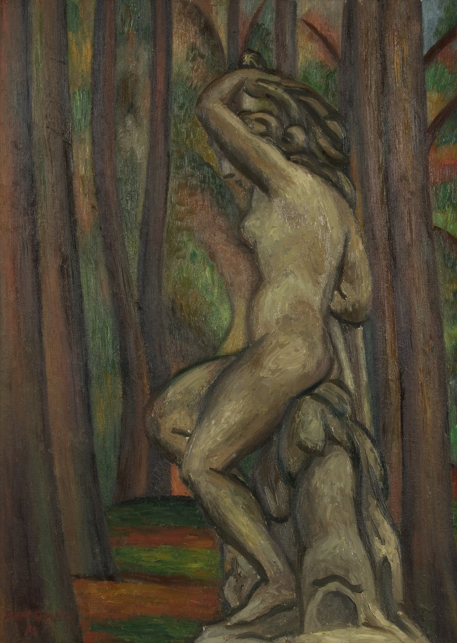 Standbeeld in een park door Mark Gertler