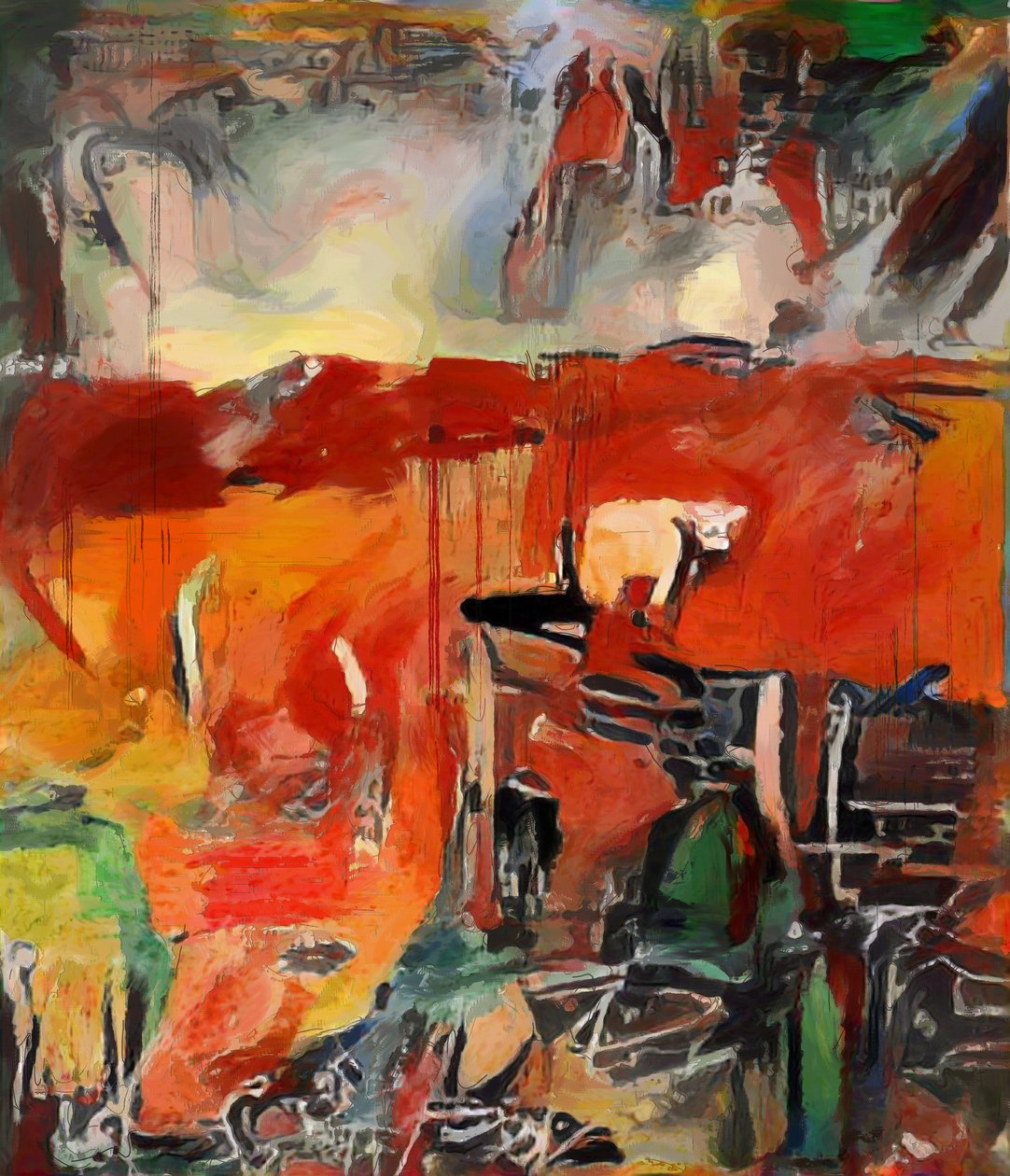 rood landschap met koe door Mark Gordon