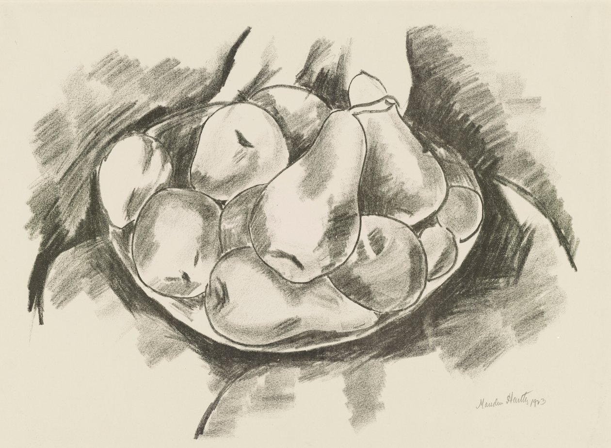 Schaal met appels en peren door Marsden Hartley