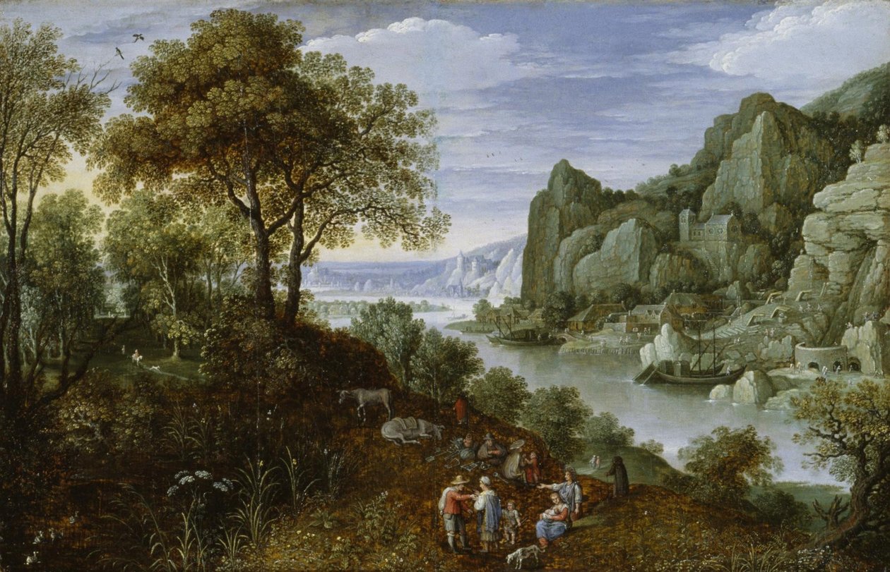 Rivierlandschap met Mijnbouw door Marten Ryckaert