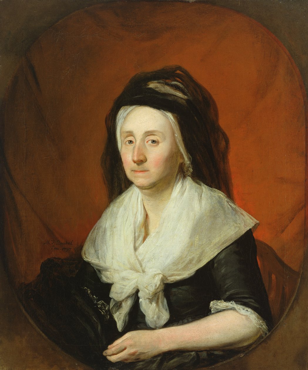 Portret van Mevrouw Wolters door Martin Ferdinand Quadal