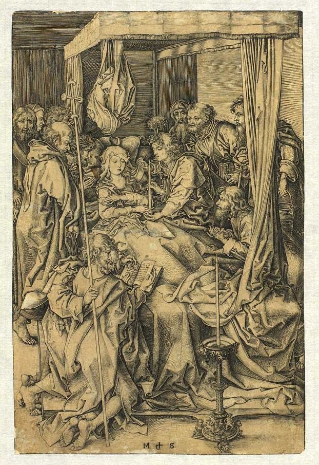 De dood van de Maagd door Martin Schongauer