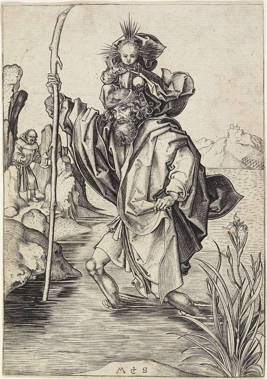 Sint Christoffel, ca. 1475-1480 door Martin Schongauer