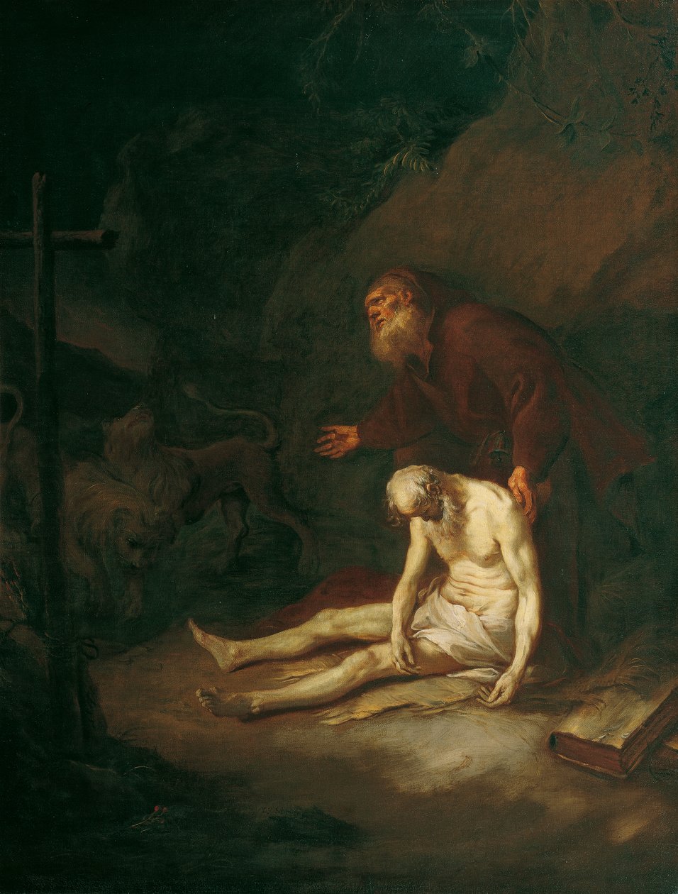 De heilige kluizenaars Antonius en Paulus door Martin Johann Schmidt