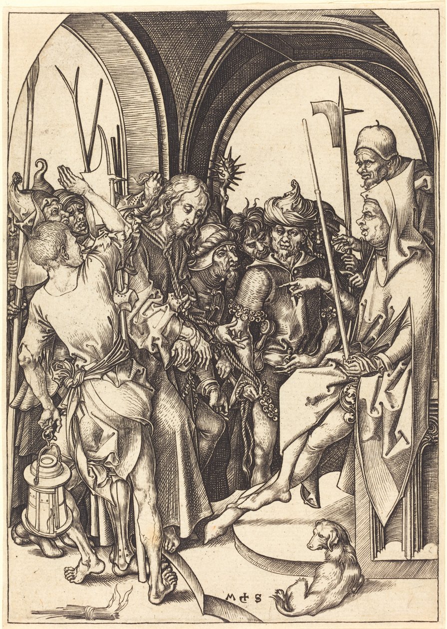 Christus voor Annas door Martin Schongauer