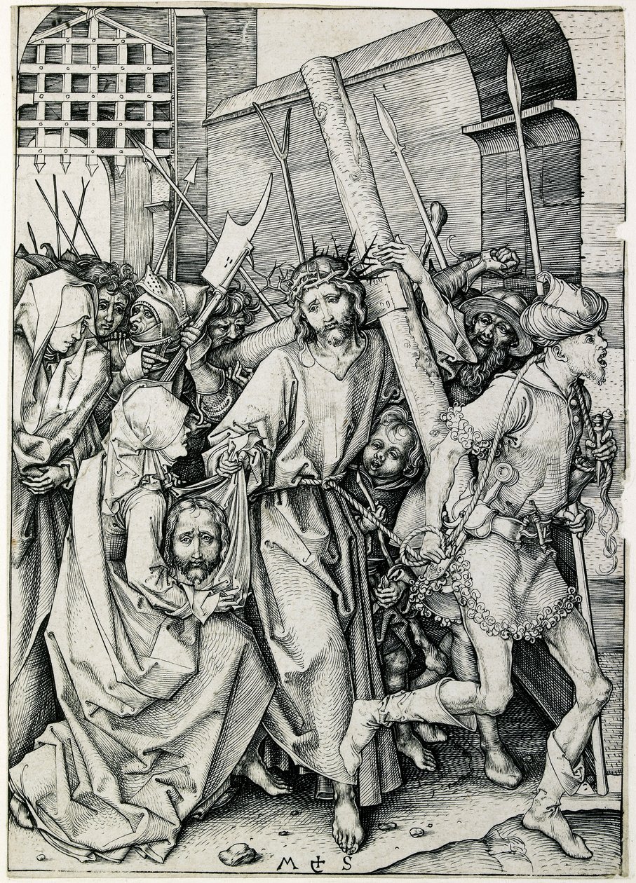 Christus draagt het kruis, laat 15e eeuw door Martin Schongauer