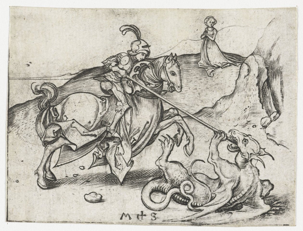 De Heilige Joris en de draak door Martin Schongauer