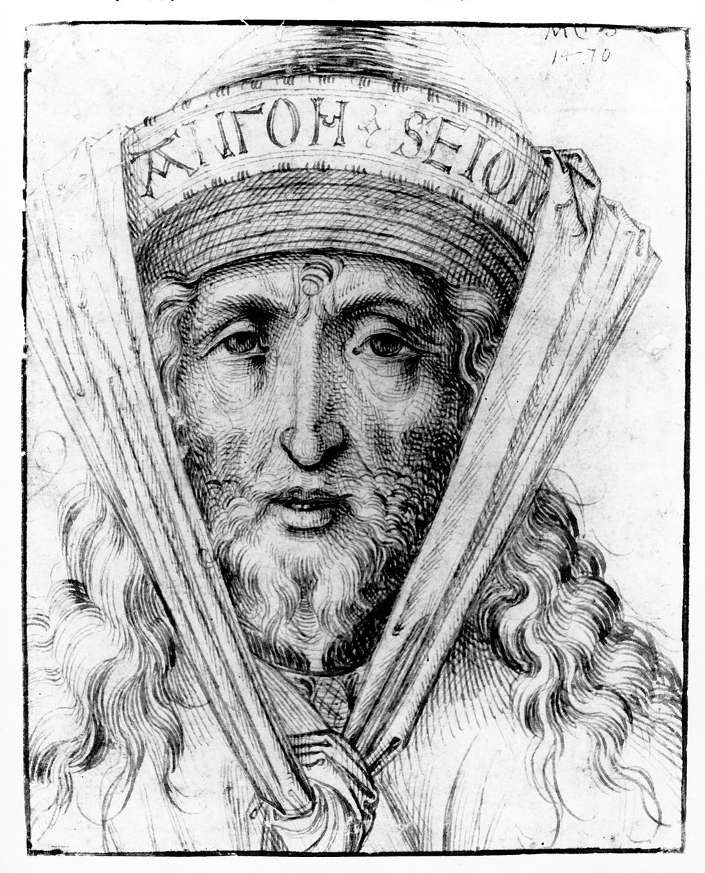 Hoofd van een Hogepriester, ca. 1470 door Martin Schongauer