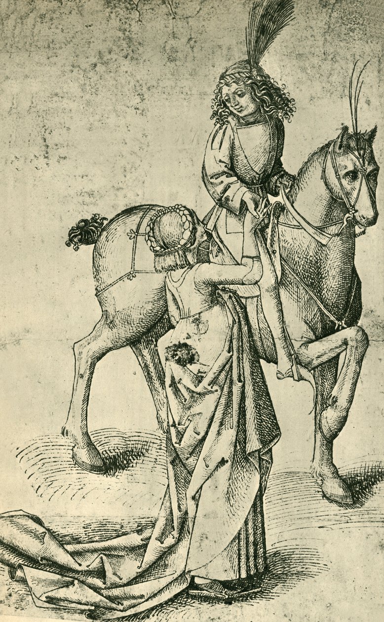 Ruiter en vrouw door Martin Schongauer