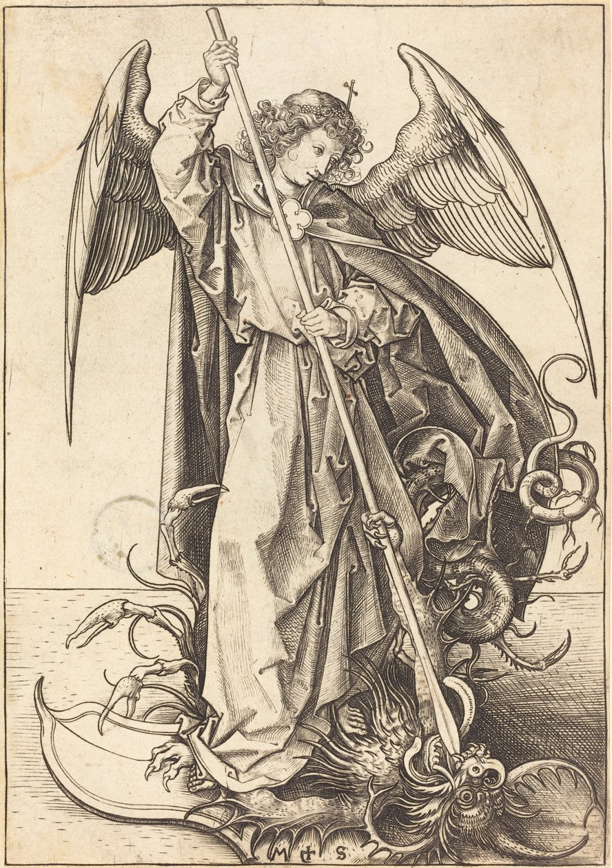 Sint Michaël die de Draak Doodt door Martin Schongauer
