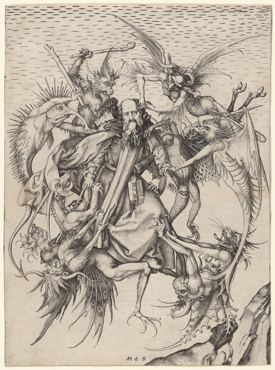 De Beproevingen van Heilige Antonius door Martin Schongauer