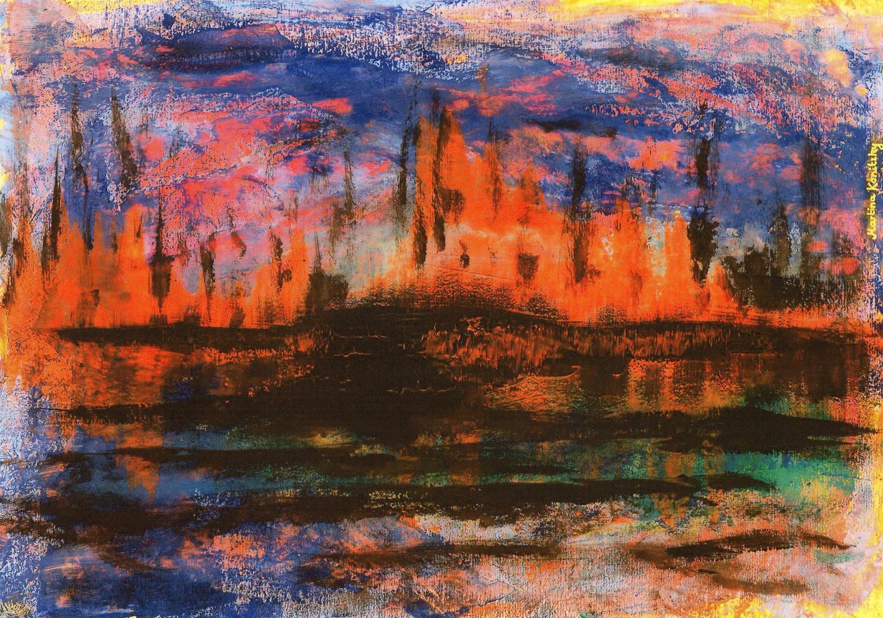 Skyline weerspiegelingen in de avond door Martina Konitzky