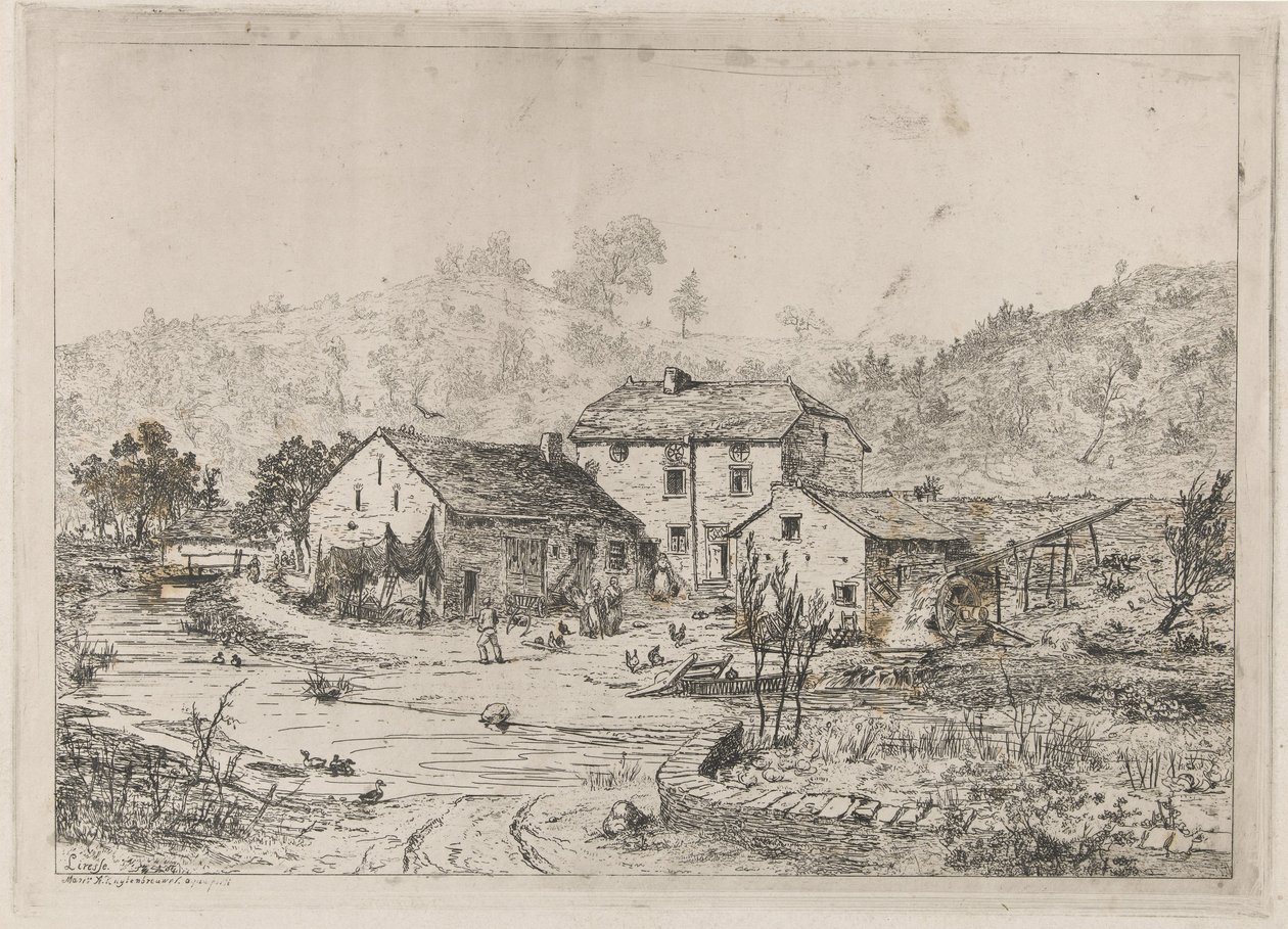 Boerenhoeve aan de waterrand door Martinus Antonius Kuytenbrouwer jr.