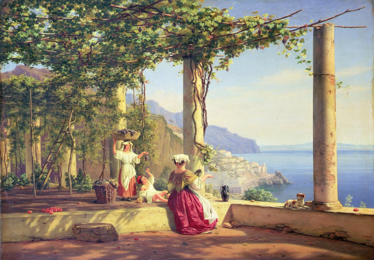 Pergola met uitzicht op Amalfi door Martinus Rorbye