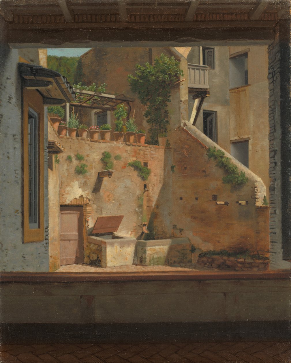Een binnenplaats in Rome. Kopie naar Eckersberg door Martinus Rørbye