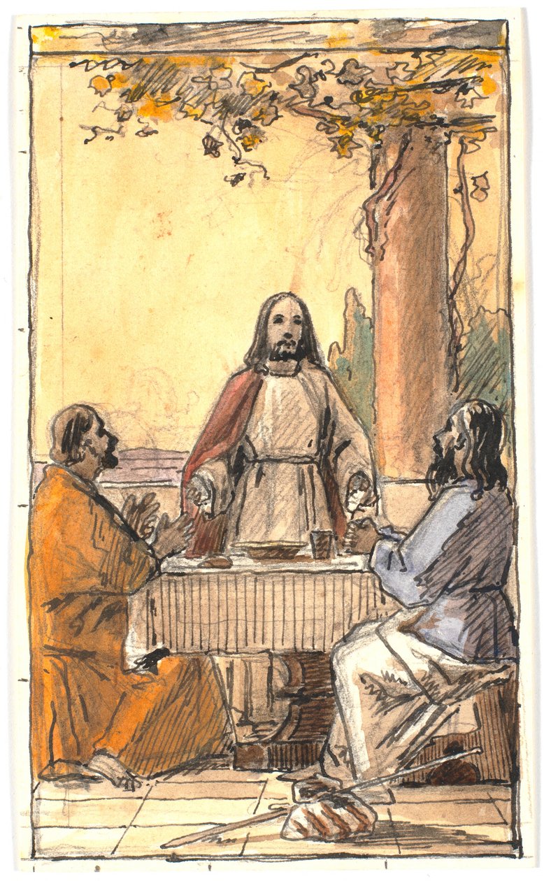 Christus en de twee discipelen in Emmaüs door Martinus Rørbye