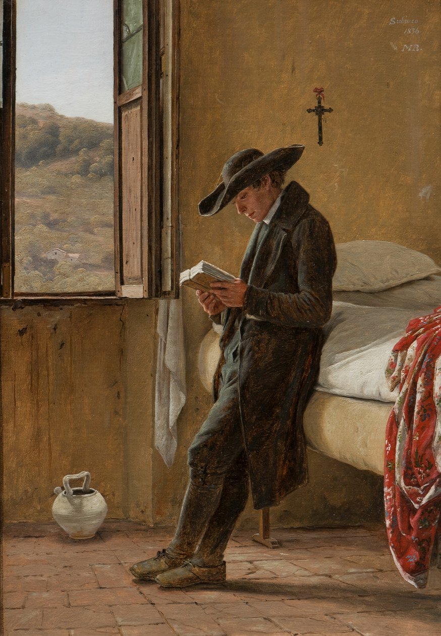 Jonge geestelijke lezend, 1836 door Martinus Rørbye