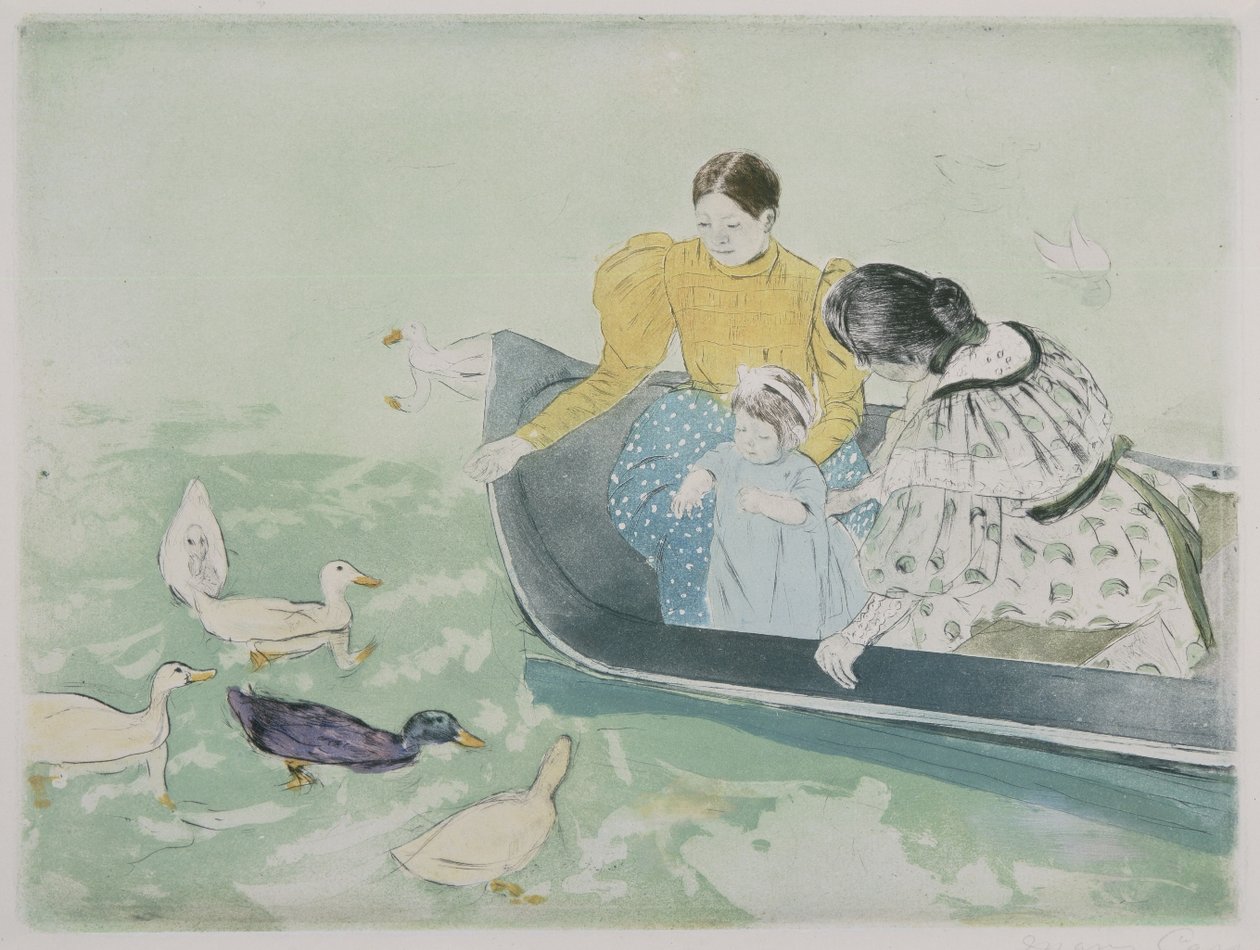 Eenden voeren door Mary Cassatt