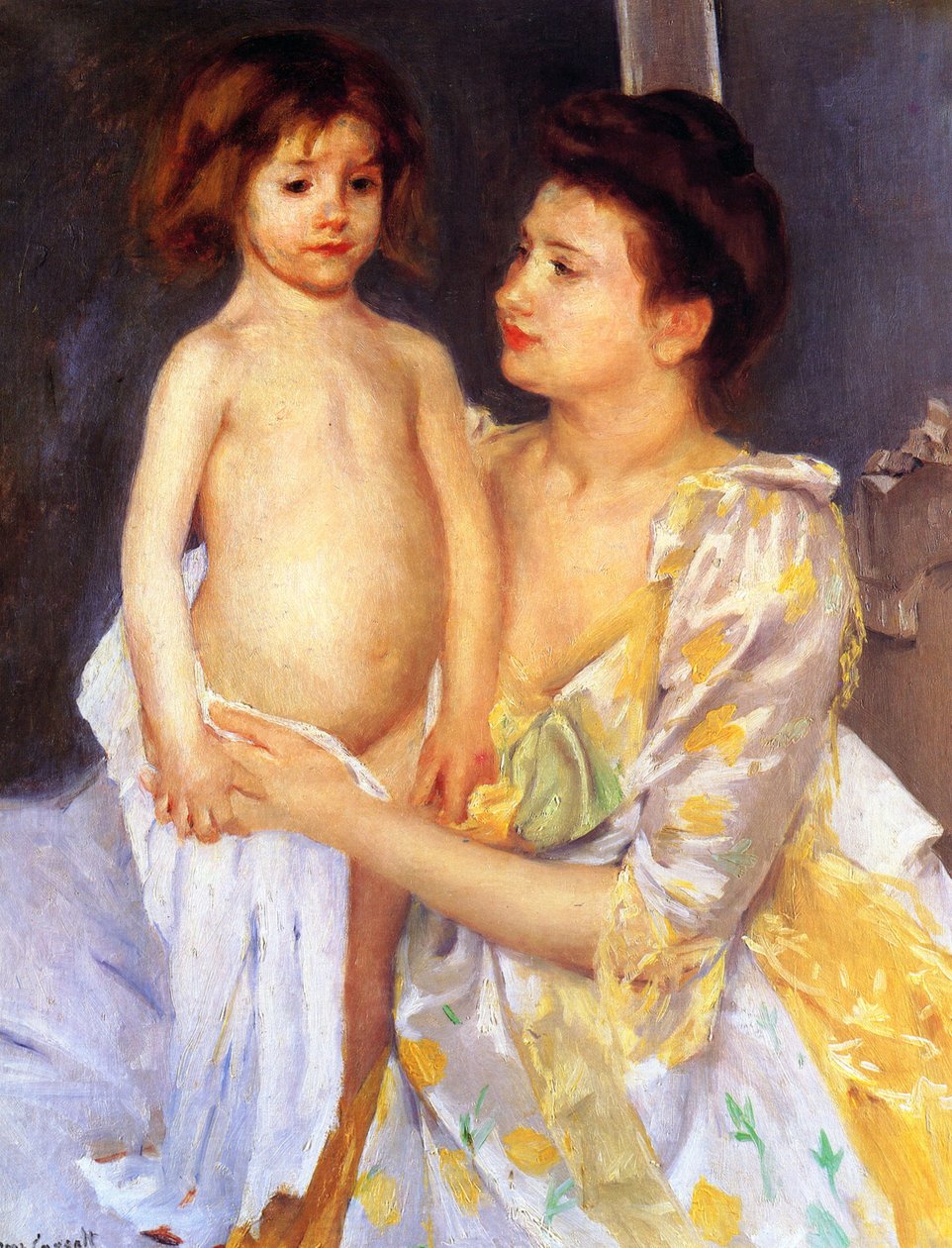 Jules wordt gedroogd door zijn moeder door Mary Cassatt