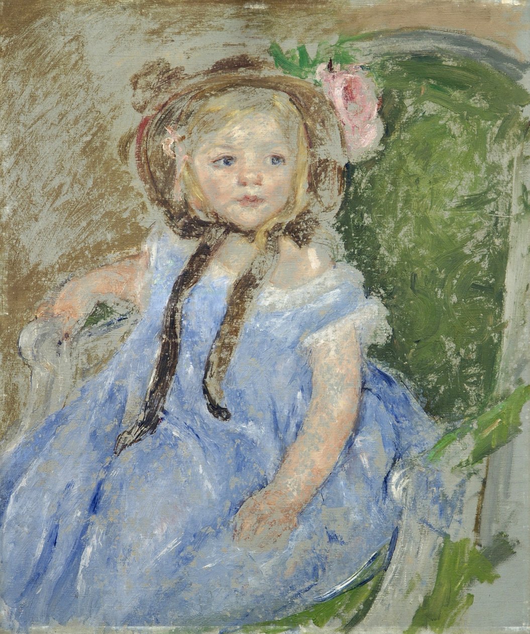 Sara met een donkere kap door Mary Cassatt