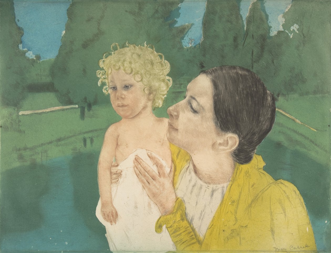 Bij de vijver, ca. 1896 door Mary Cassatt
