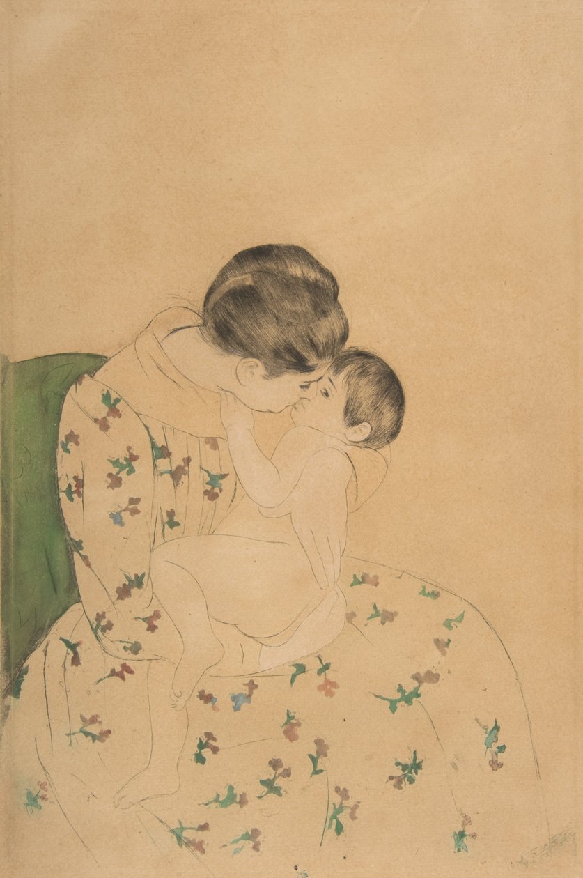 Moeders kus, ca. 1891 door Mary Cassatt