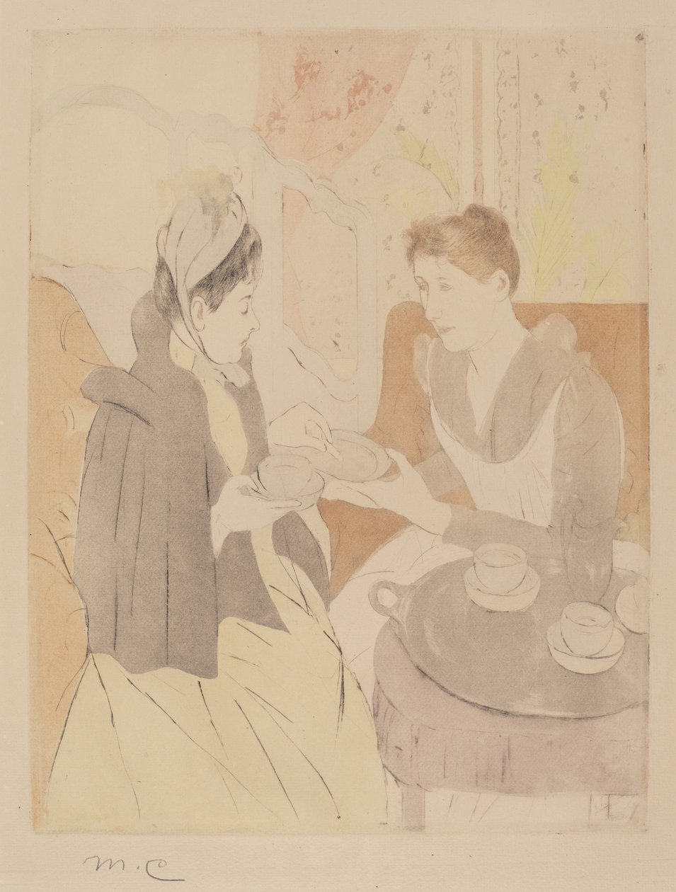 Theekransje in de middag door Mary Cassatt