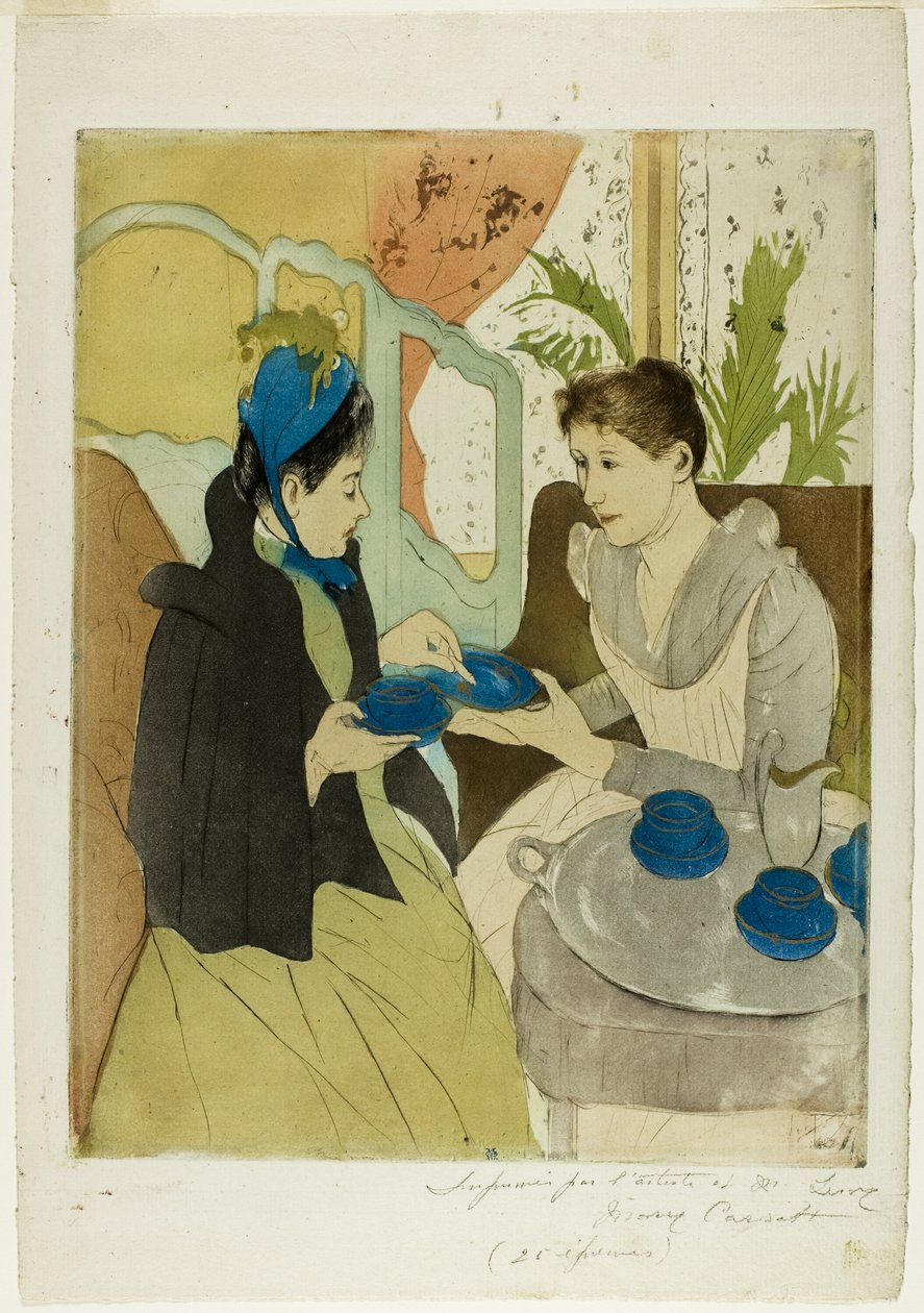 Theekransje in de middag door Mary Cassatt