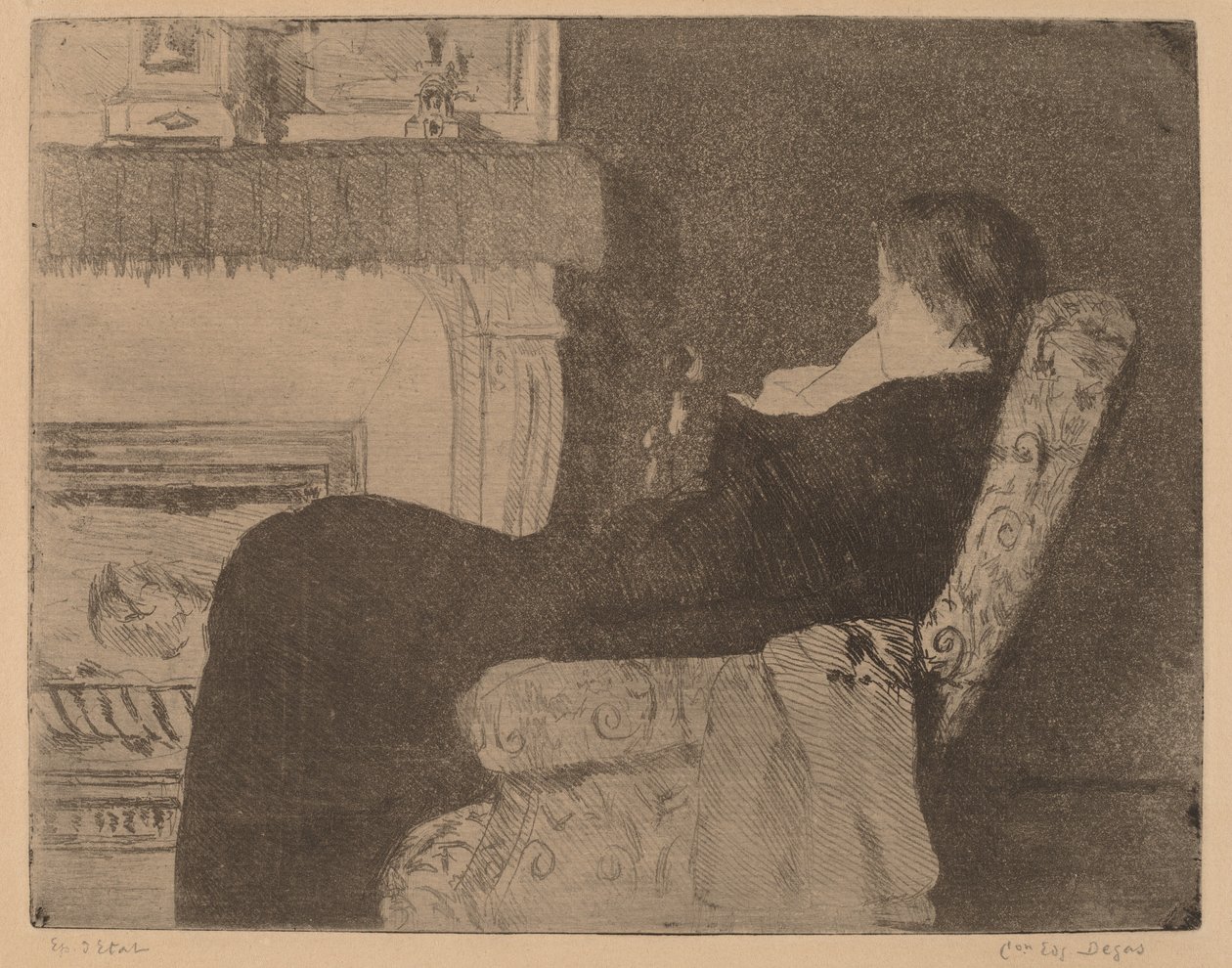 Voor de open haard (Nr. 1) door Mary Cassatt