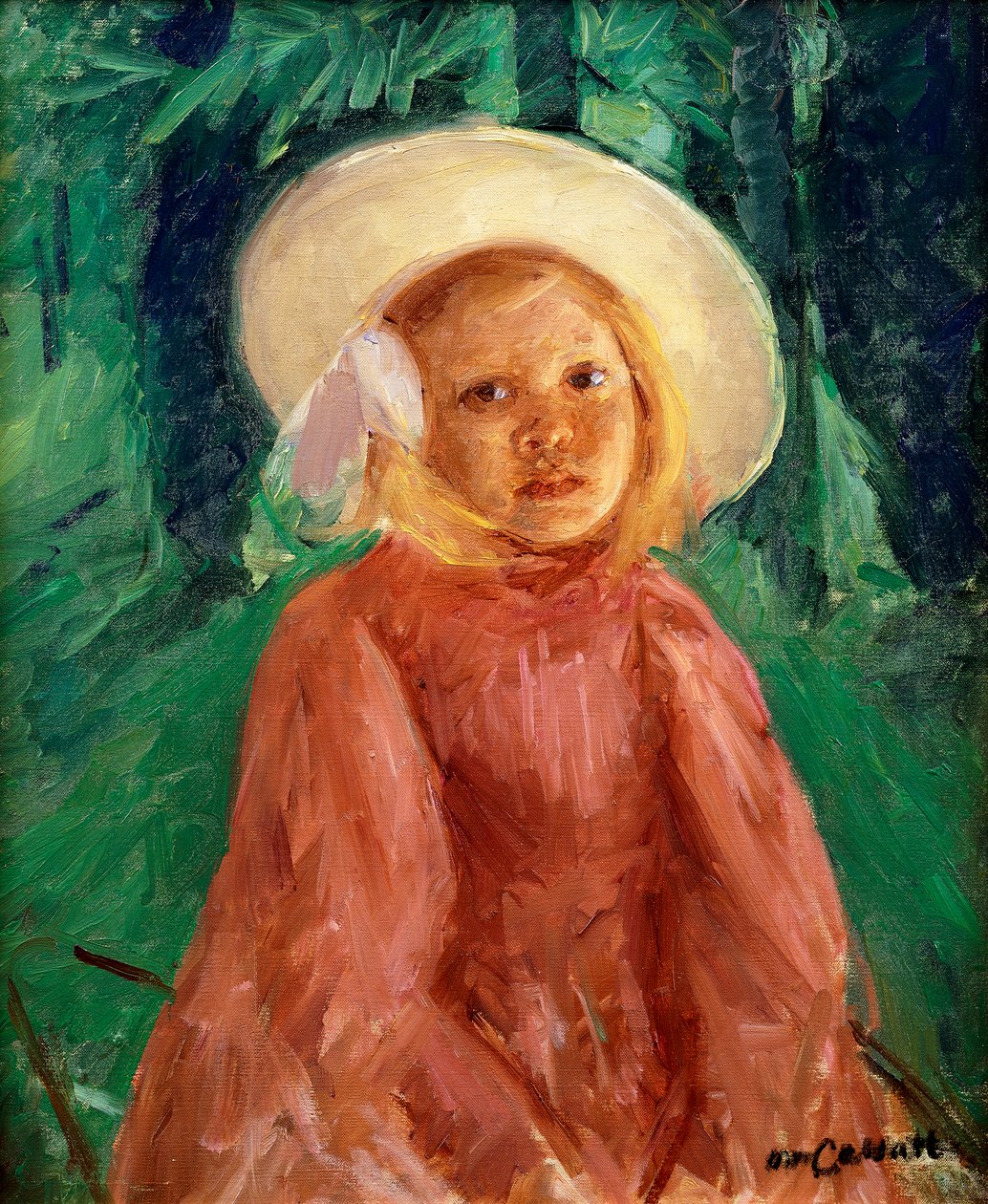 Klein Meisje in een Roodbessenkleurige Jurk, 1912 door Mary Cassatt