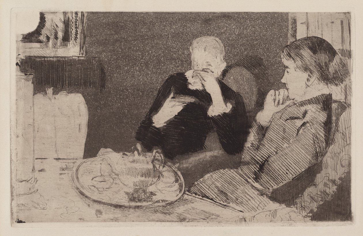 Lydia en haar moeder aan de thee door Mary Cassatt