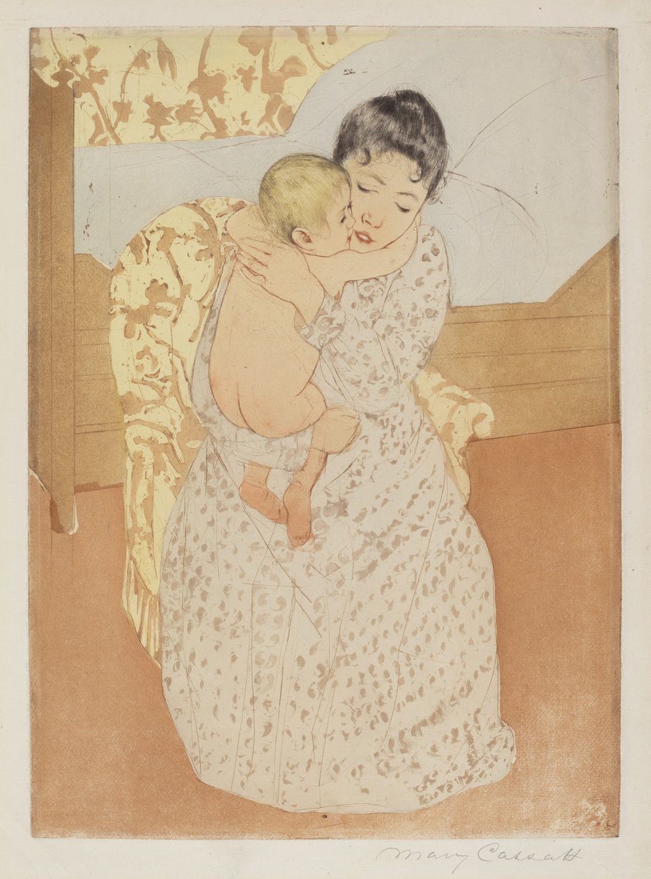Moederlijke omhelzing, ca. 1891 door Mary Cassatt