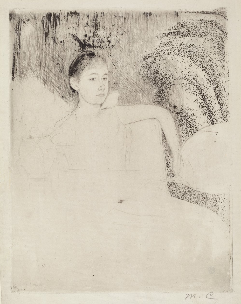 Mimi met een Japanse Waaier, c. 1889 door Mary Cassatt