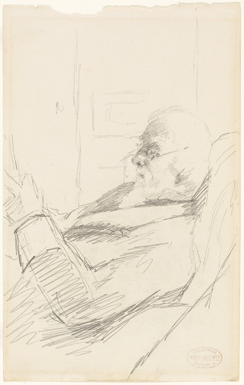 De vader van de kunstenaar Lezen door Mary Cassatt