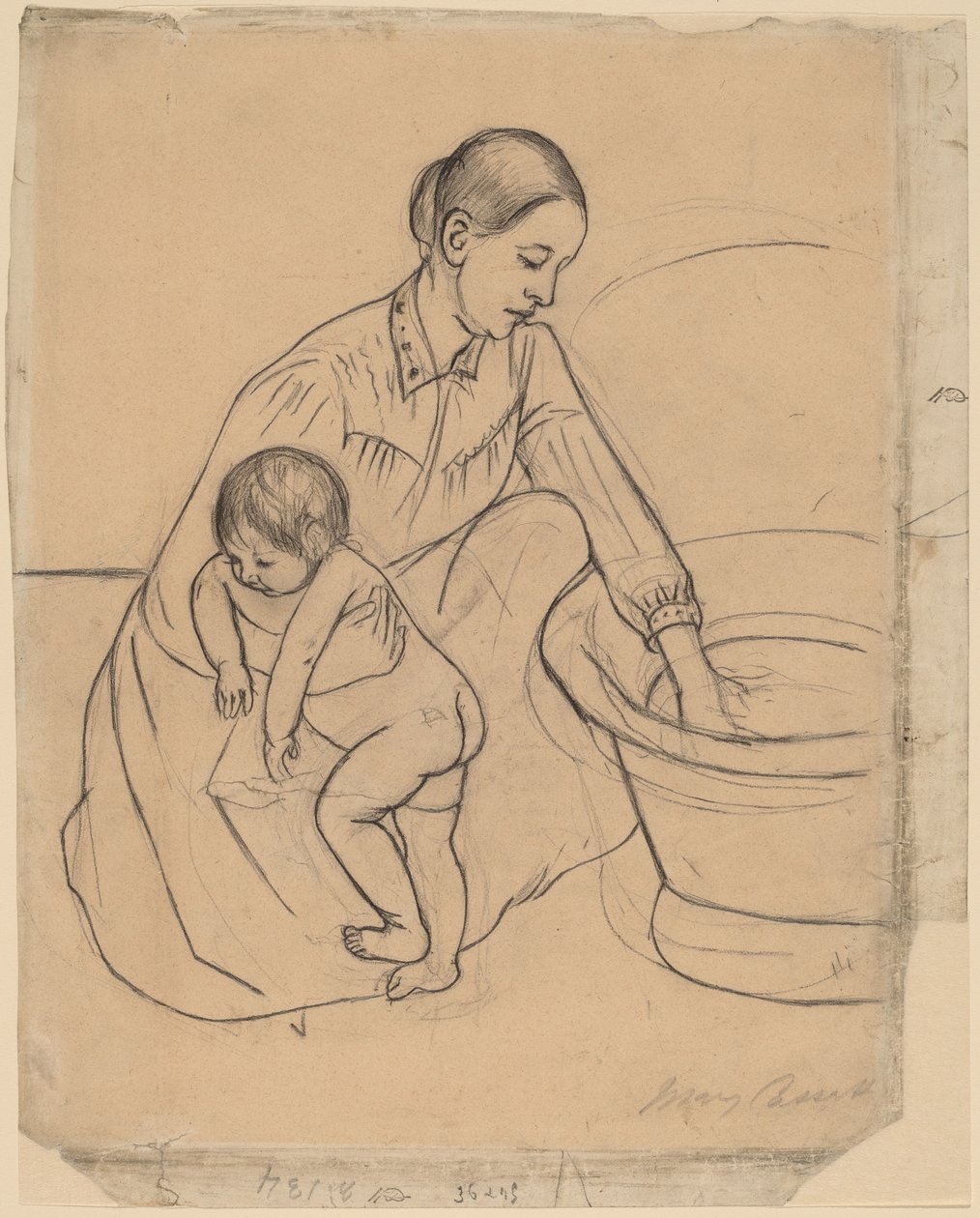 Het bad [recto] door Mary Cassatt