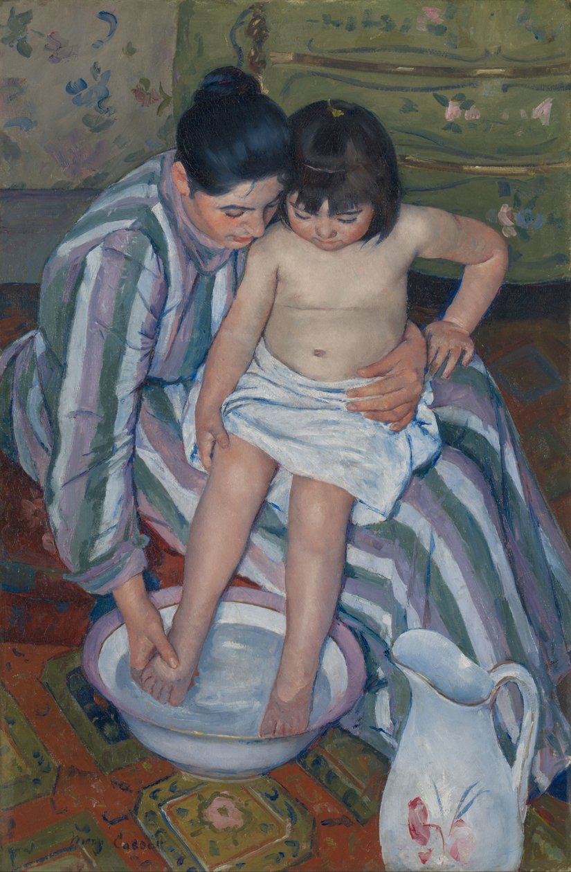 Het bad van het kind door Mary Cassatt
