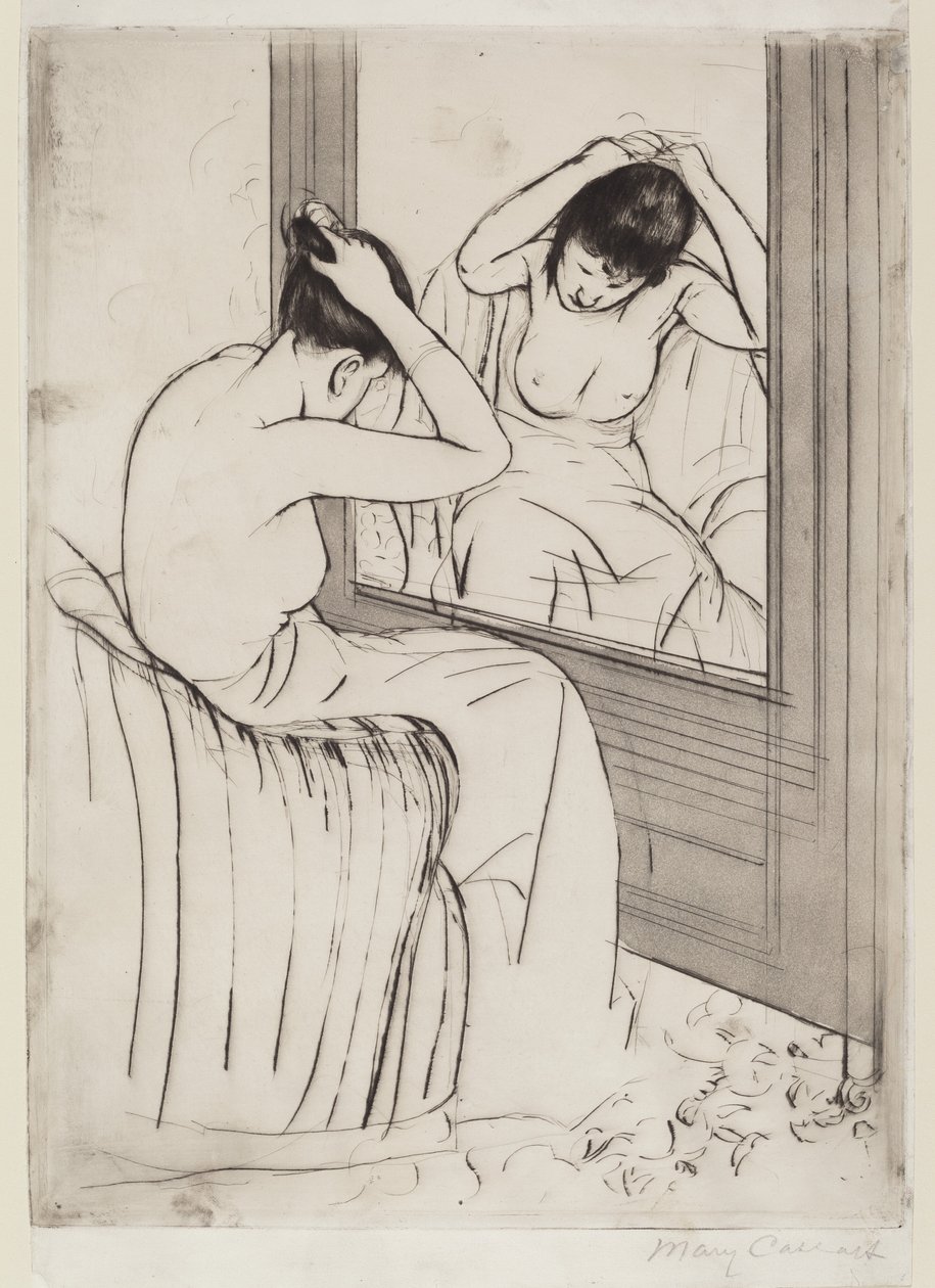 Het kapsel, 1890-1891 door Mary Cassatt