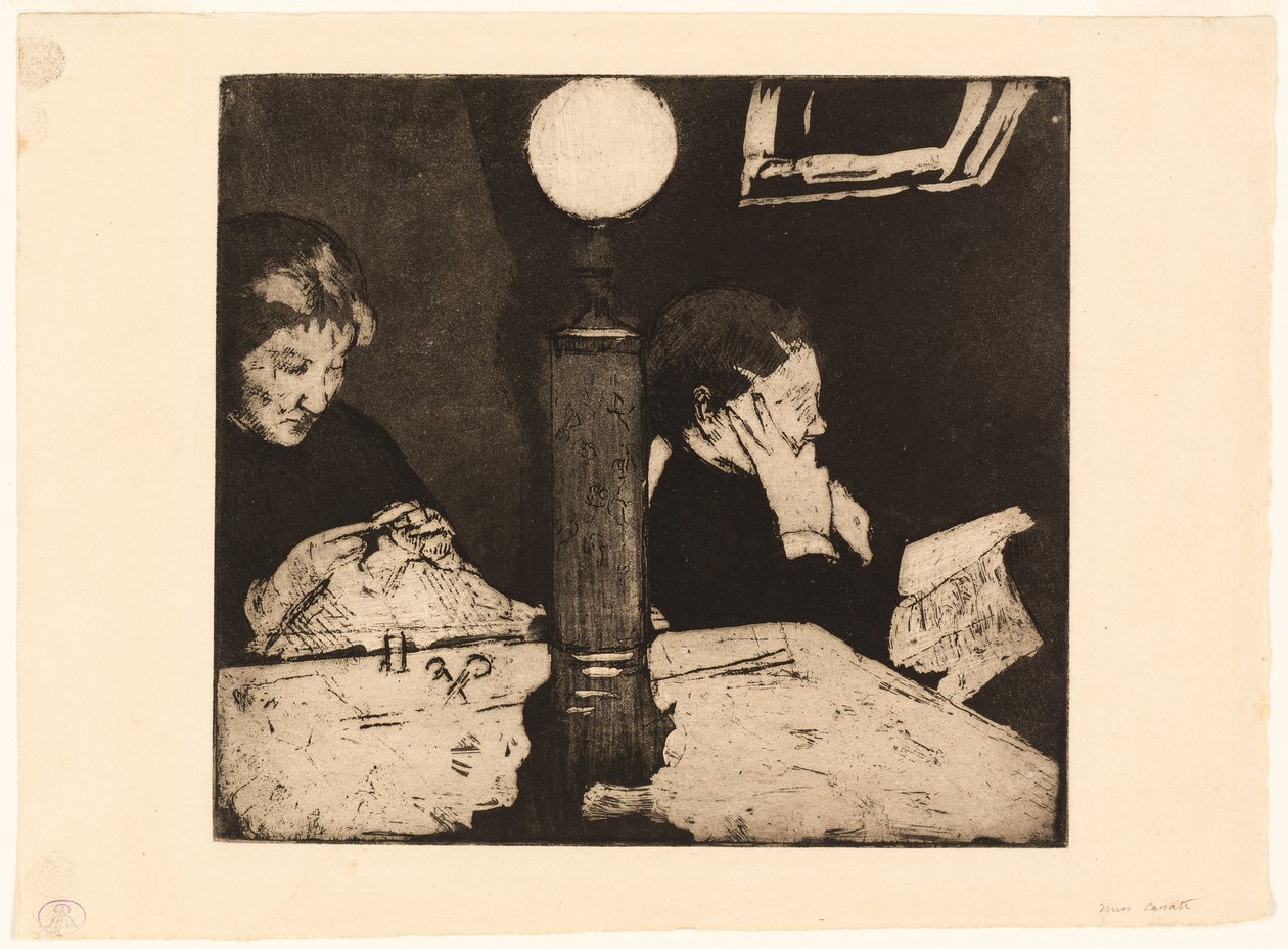 Onder de lamp door Mary Cassatt